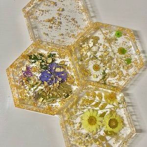 HANDMADE Resin 4pc Jewelry Dishes